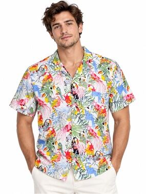 Soul Star Multi Parrot Hawaiian Shirt Men’s Small